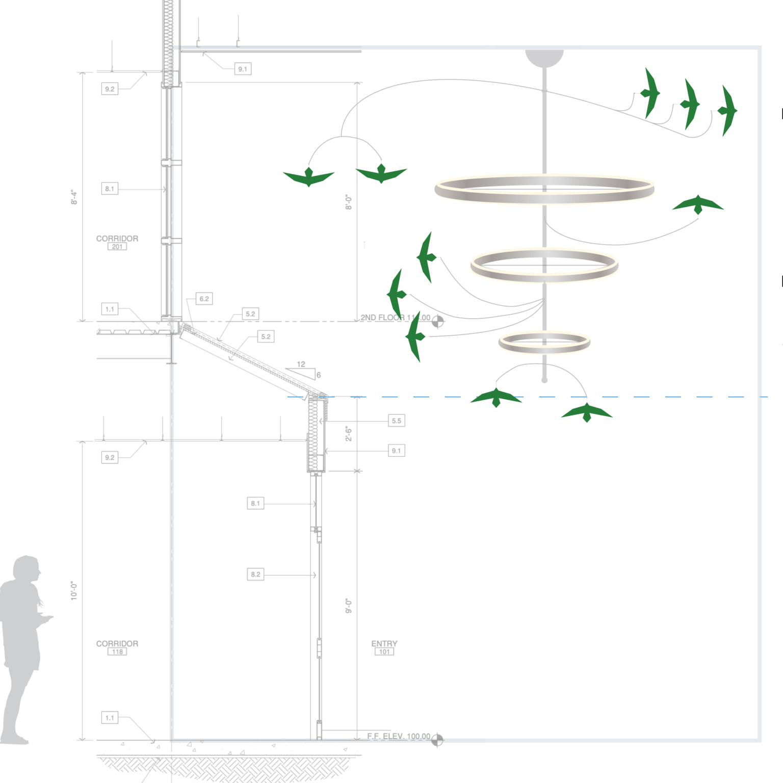 Design Concept - Sculptural Chandelier - 14x12ft-Steel+LED Lights
