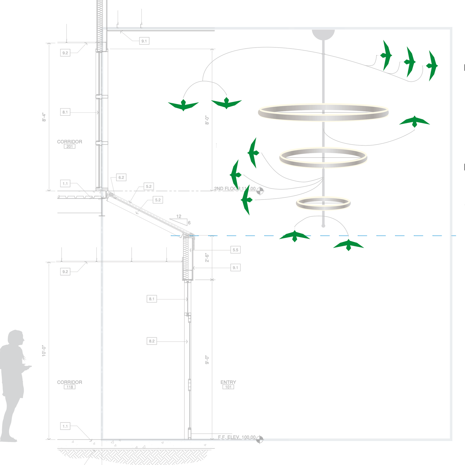 Design Concept - Sculptural Chandelier - 14x12ft-Steel+LED Lights